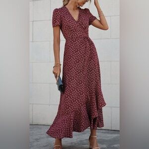 SHEIN Red Crossover Maxi Sundress XL